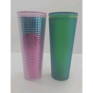 Starbucks Mountain Dew Jelly Green/Blue & Pink/Green 2 cups 24oz No Straws